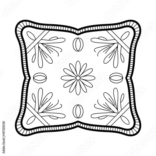 A beautiful flower design pillow coloring page