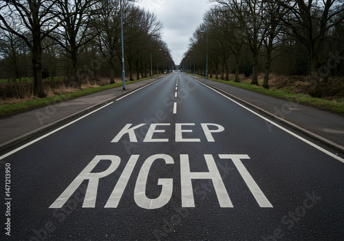 Maintain Strategic Direction: Keep Right/Left Regulatory Road Sign for Business Compliance, Plan Adherence, and Focused Execution