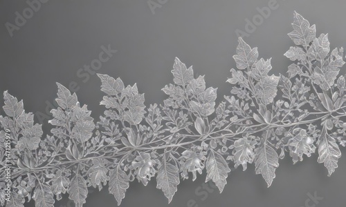 Intricate silver leaf lace border; elegant shimmer  Botanical, refined design ,  plant,  wallpaper,  floral