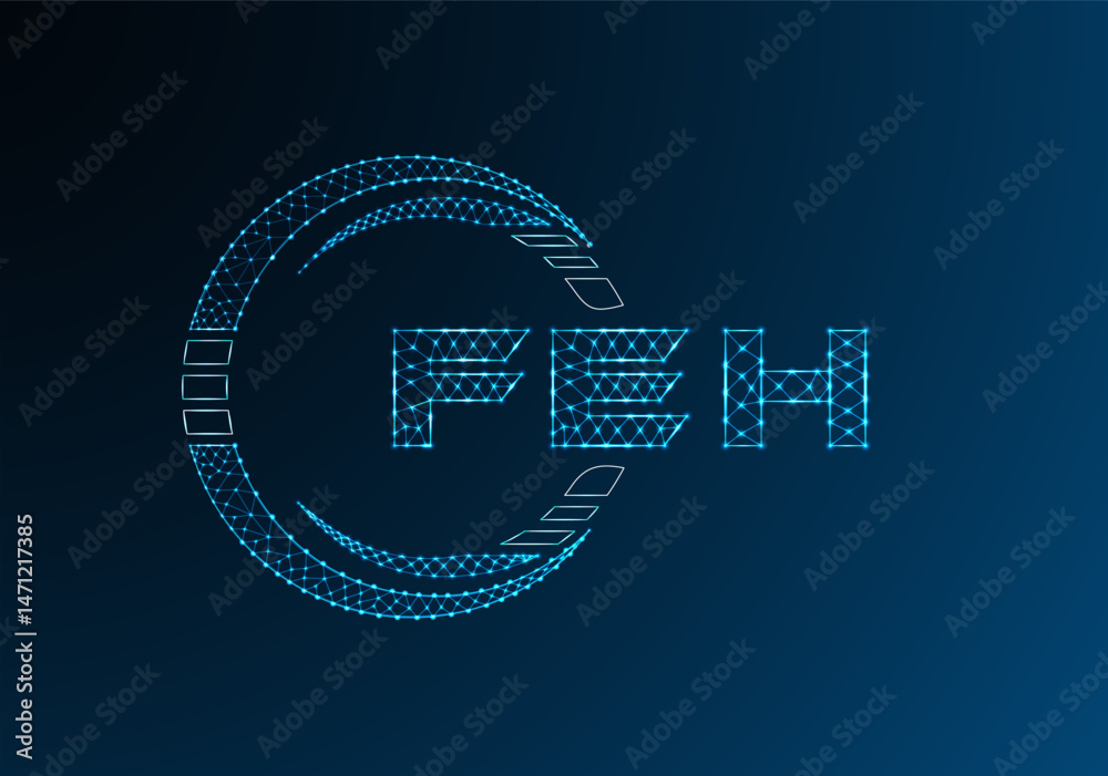 Fototapeta premium FEH low poly letter logo vector design. FEH lower poly logo design.