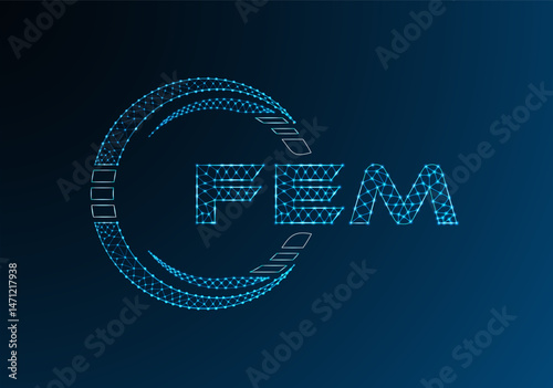 FEM low poly letter logo vector design. FEM lower poly logo design.