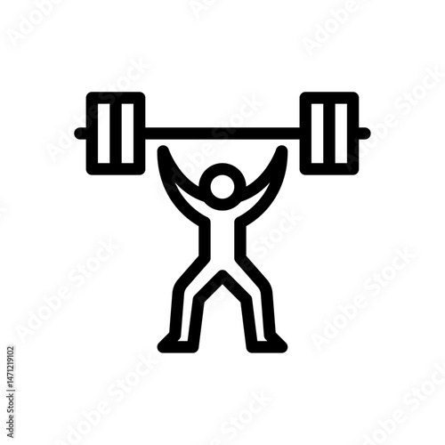 weightlifting outline icon. figure workout move line art illustration.