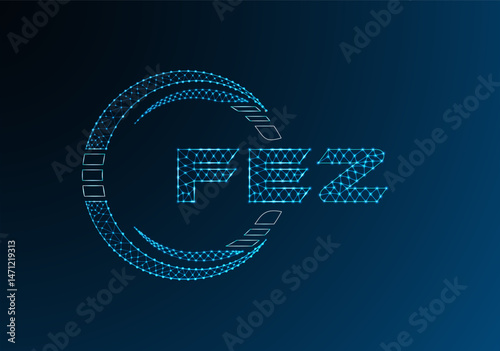 FEZ low poly letter logo vector design. FEZ lower poly logo design.
