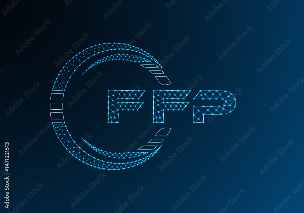 Obraz premium FFP low poly letter logo vector design. FFP lower poly logo design.