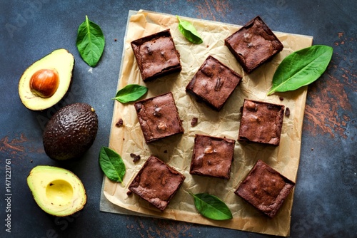 Sugar free avocado brownies top view