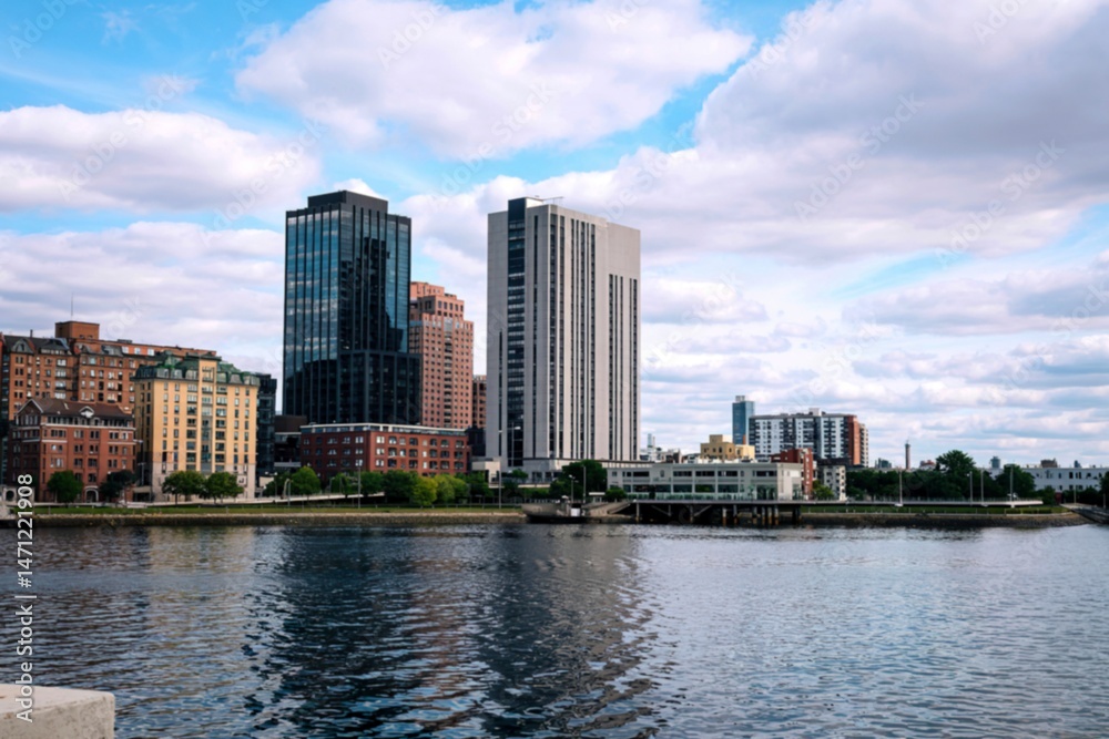 Obraz premium The cityscape with big buildings water