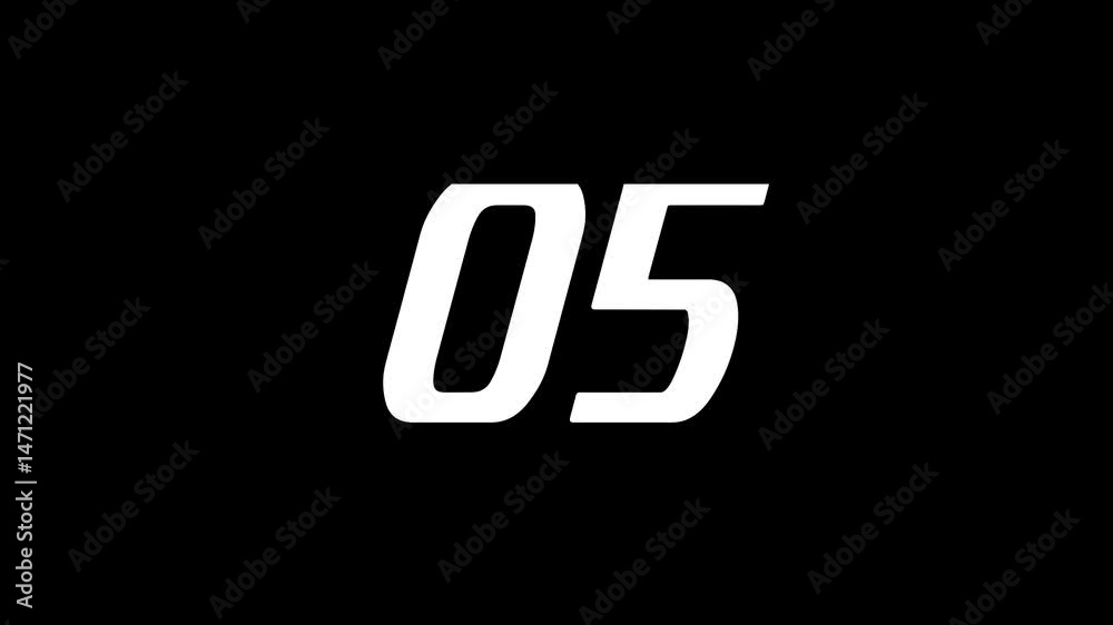 Dynamic White Number Ten on Black Background Ideal for Countdown or Transition