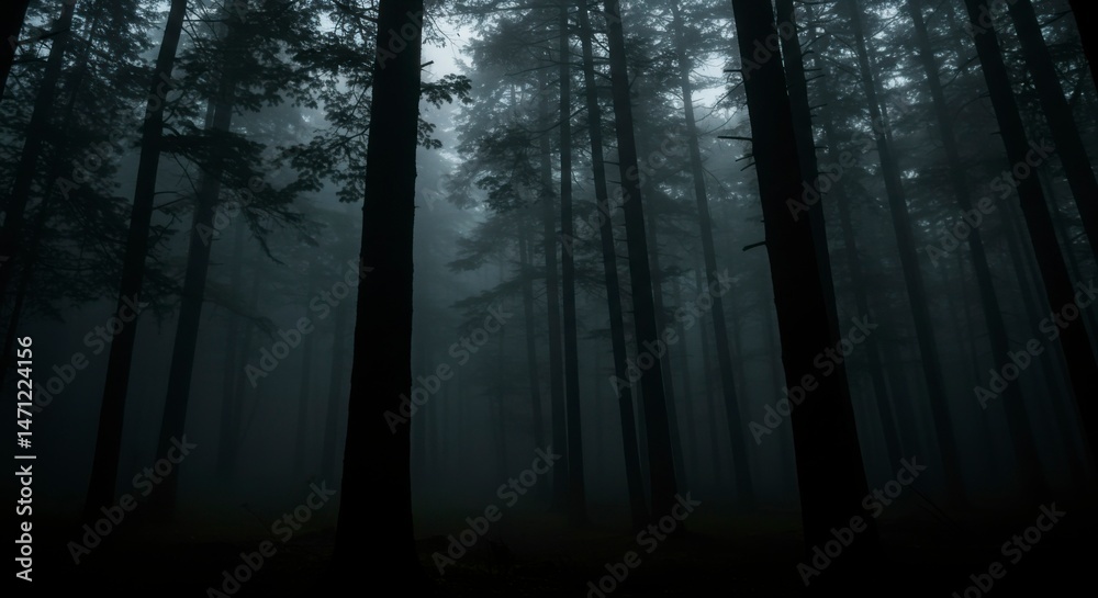 Obraz premium Misty forest interior