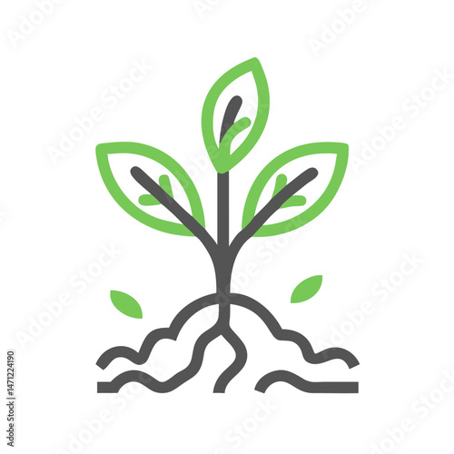 Seedling Icon for Growth Concepts, Environmental Projects, Sustainability Education, Gardening Applications and Earth Day Campaign Materials