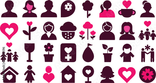 Creative and Unique Mother's Day Silhouette Icons for Designers
