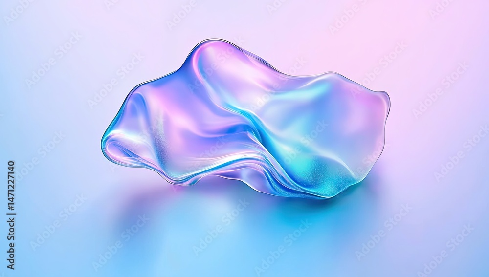 Obraz premium Abstract iridescent shape, soft pastel colors
