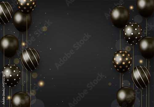 Black and Gold Balloon Arrangement for Events