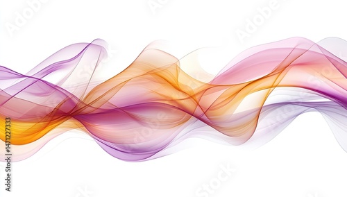 Abstract flowing lines of vibrant colors.  Soft, translucent waves of orange, pink, and purple