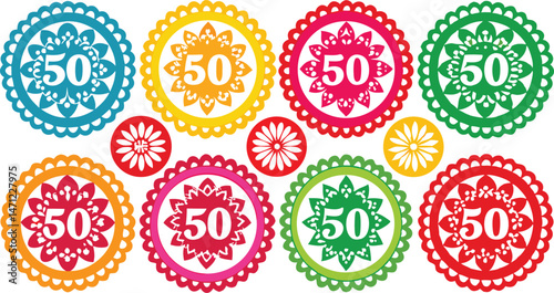 Papel Picado Elliptical Frames with Traditional Mexican Style for Festive Crafting