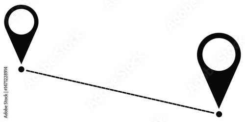 Location pin icon . start location end location icon on white background.  Location map path distance icon.  vector illustration.