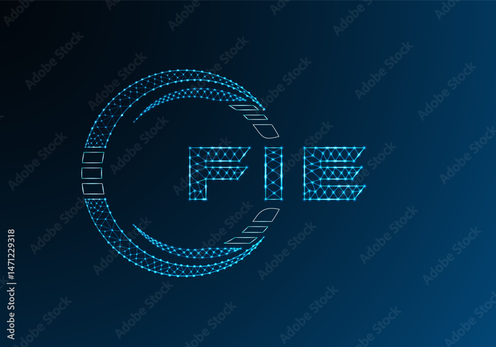 Fototapeta premium FIE low poly letter logo vector design. FIE lower poly logo design.