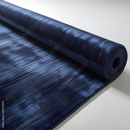 A luxurious silk-blend rug in navy blue with subtle shimmer.