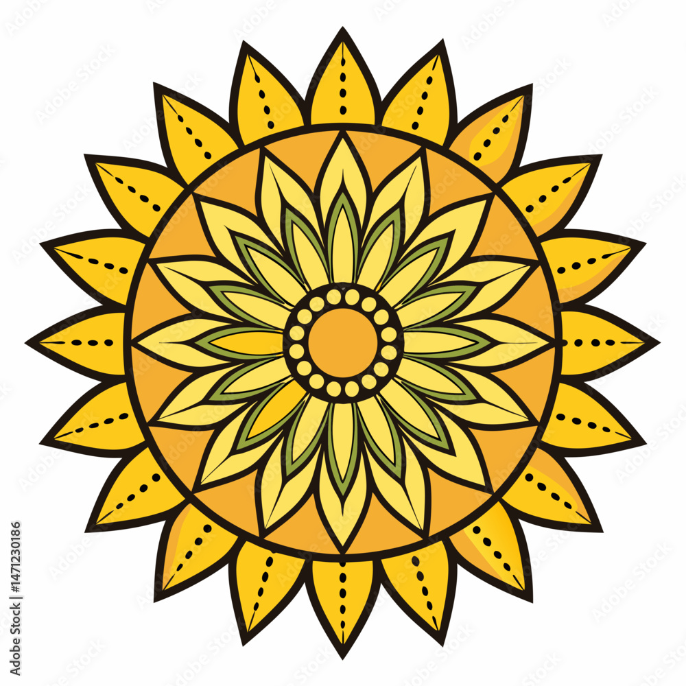 Sunflower Mandala Vector on White Background Sunflower Mandala Vector on White Background