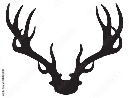 DEER ANTLER SILHOUETTE WHITE BACKGROUND