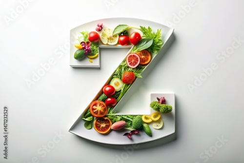 Capital Z Letter Paper Cut Food Photography, Delicious Dish, Artistic Design
