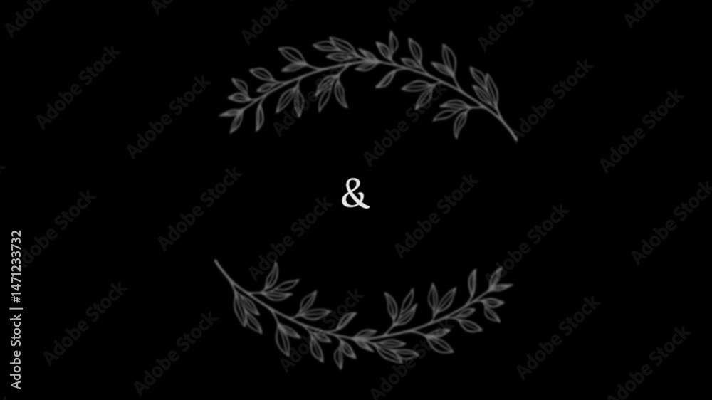 Animation wedding card border white lines on black background.