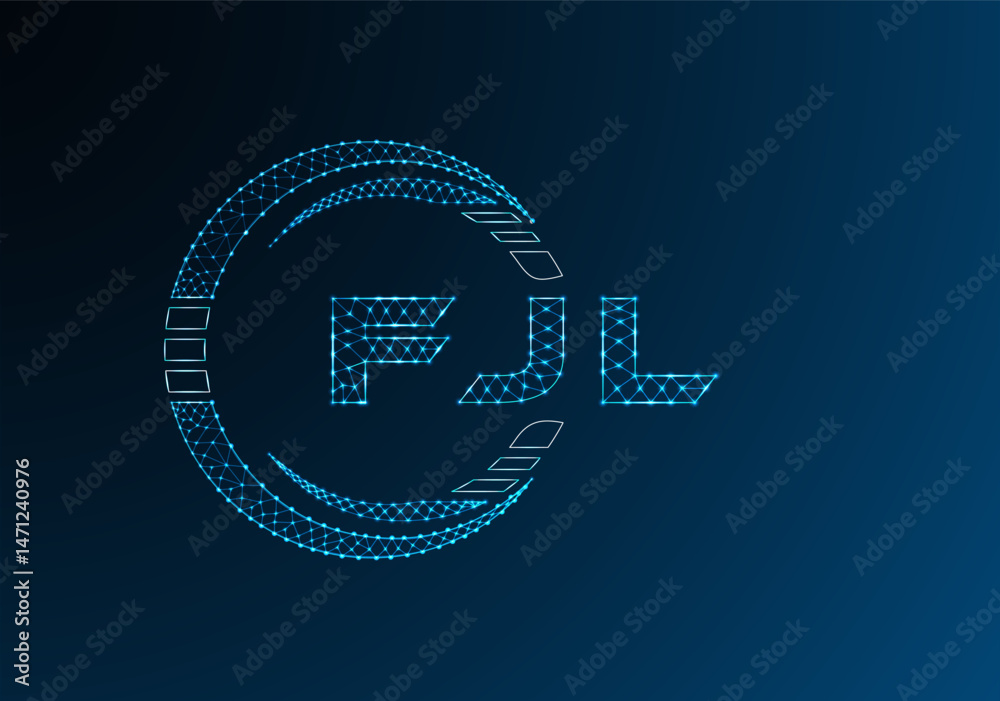 Obraz premium FJM low poly letter logo vector design. FJM lower poly logo design.