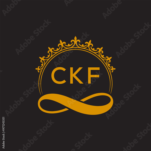 Initial CKF Letter Linked Logo for business and company identity. Modern CKF Letter Logo Vector Template with modern trendy golden logo.
