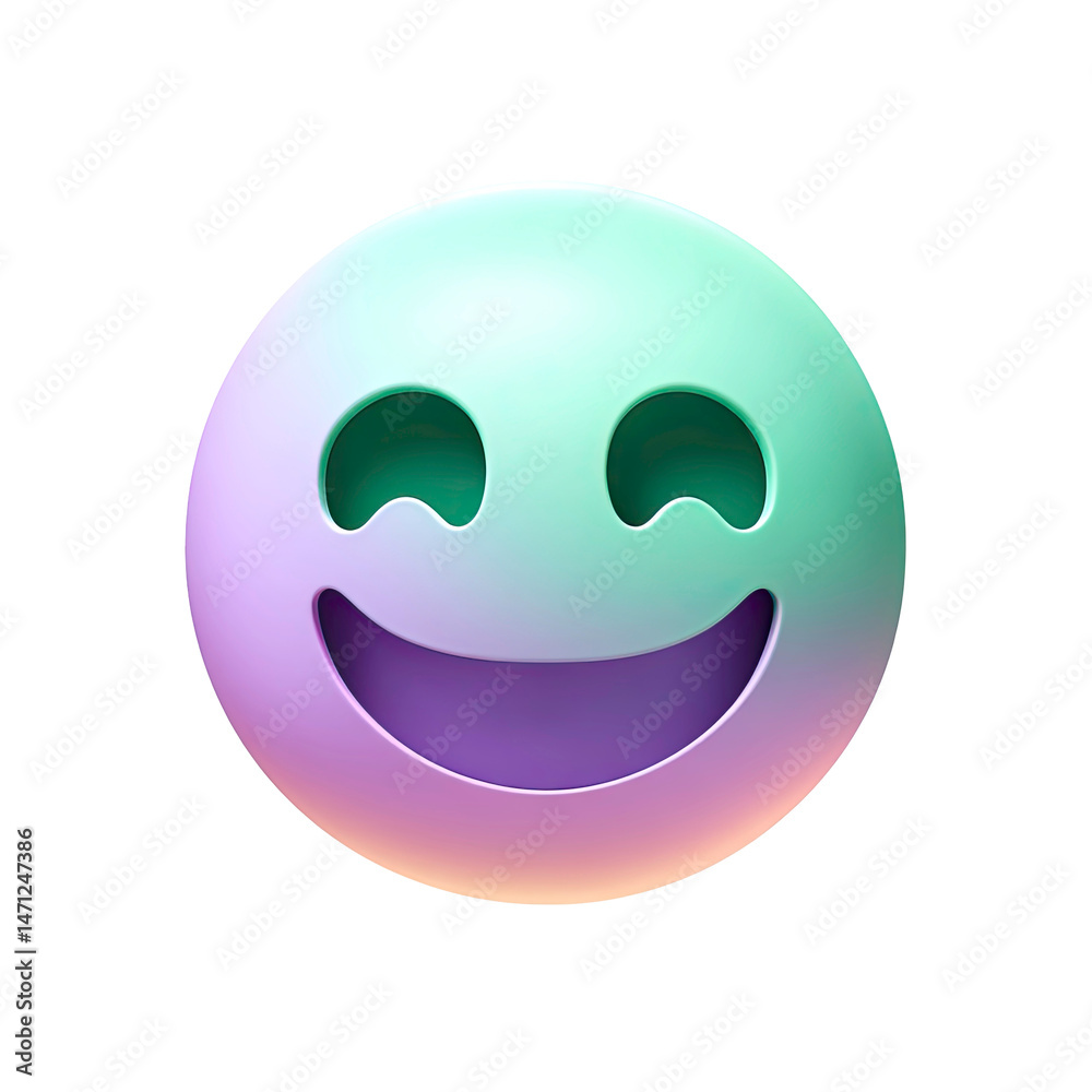Fototapeta premium Happy Pastel Emoticon 3D Render on Transparent Background