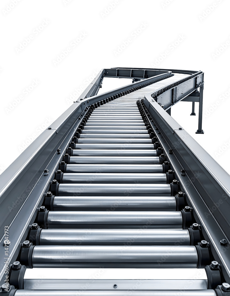 Fototapeta premium Roller Conveyors Curve, Transport System, Efficient, Industrial, Modern Design, with Transparent Background