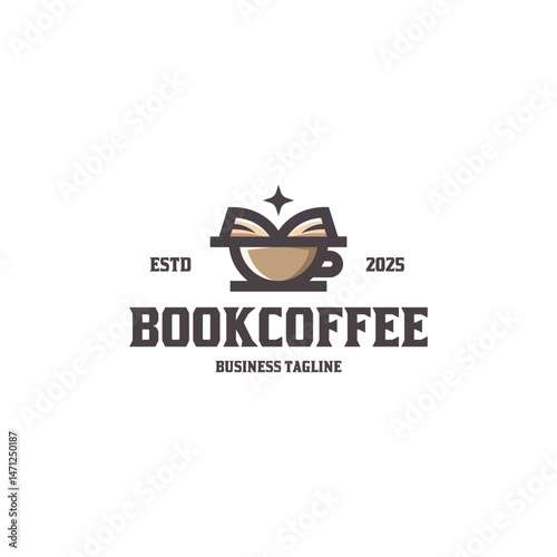 book coffee logo vector