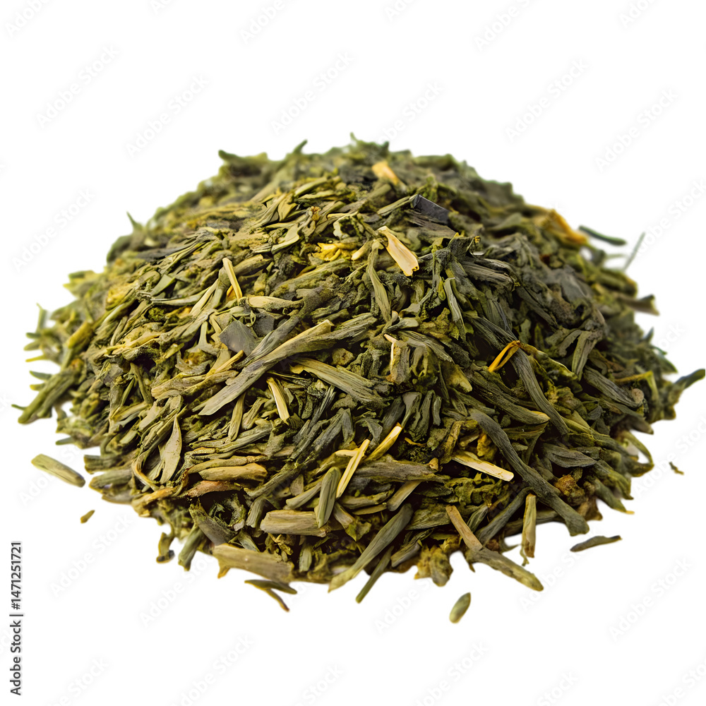 Premium Sencha Green Tea Loose Leaf Japanese Organic High Quality isolated on transparent background Premium Sencha Green Tea Loose Leaf Japanese Organic High Quality isolated on transparent background