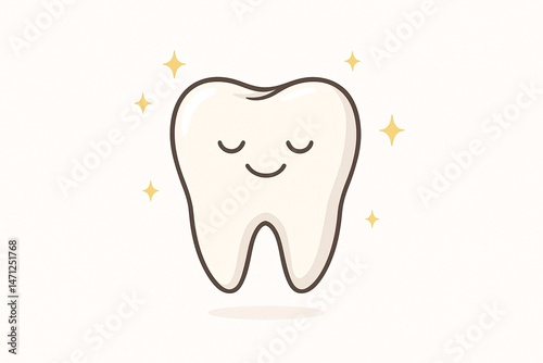 Smiling Cartoon Tooth Illustration for Kids Dental Care
