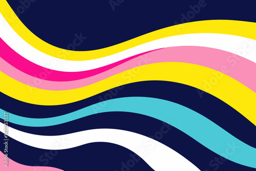 Vibrant wavy abstract art colorful lines dynamic curves playful design bold hues modern artwork