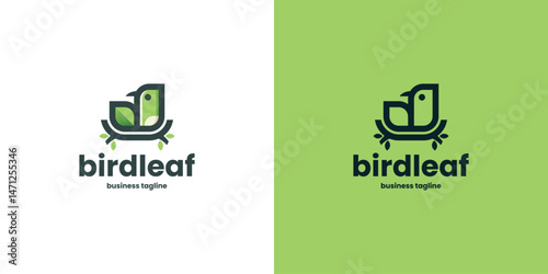 bird leaf logo vector