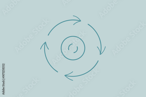 Circular arrows cycle loop process flow continuous seamless rotation repeat rewind recycle progress