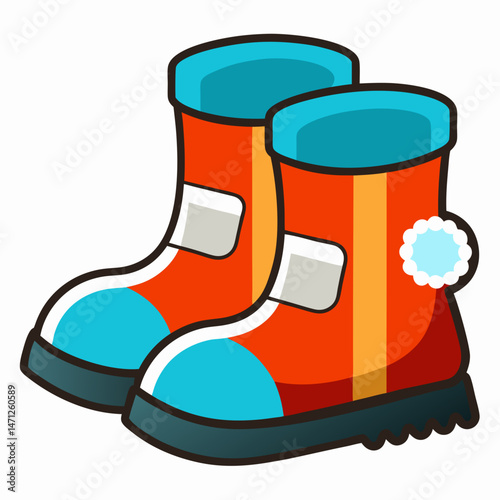 Snow Boots Vector on White Background
