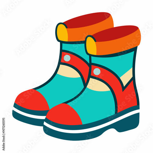 Snow Boots Vector on White Background