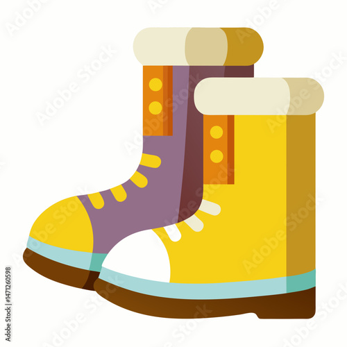 Snow Boots Vector on White Background