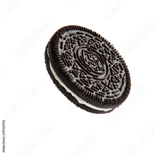Delicious Oreo Cookie with Cream Filling on a White Background on transparent background