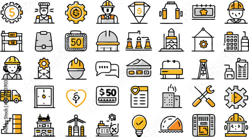 Professional Labor Construction Line Icons for Construction Firms