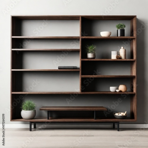 Shelf on a white background. Dark veneer.
