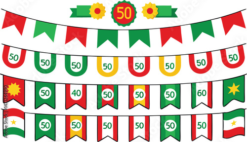 Decorative Mexican Flag Icons for Themed Celebrations