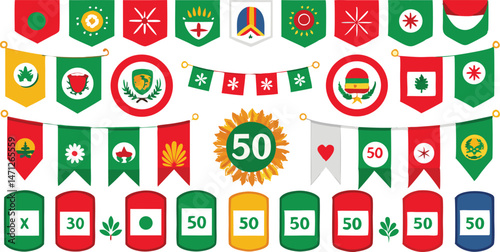 Classic Mexican Flag Symbols for Holiday and Wedding Use