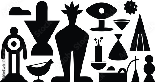Minimalistic Abstract Silhouette Graphics for Artistic Projects