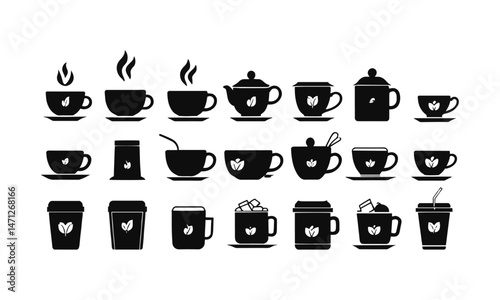 Modern vector illustration set of editable line icons of tea and coffee,, easily scalable and editable.