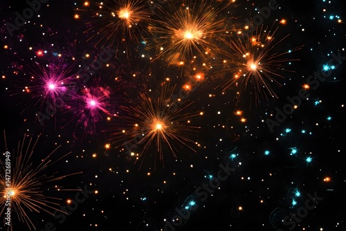 Bright Fireworks on Night Sky for a Stunning and Vibrant Celebration Display