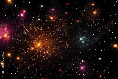 Bright Fireworks on Night Sky for a Stunning and Vibrant Celebration Display