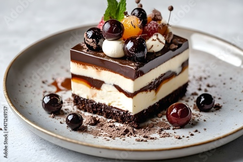 Delicious Layered Dessert with Chocolate Cream and Toppings for a Decadent and Indulgent Sweet Treat