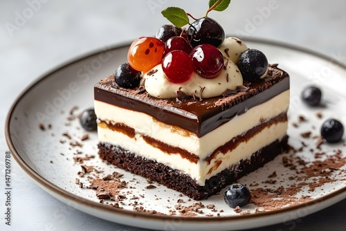 Delicious Layered Dessert with Chocolate Cream and Toppings for a Decadent and Indulgent Sweet Treat