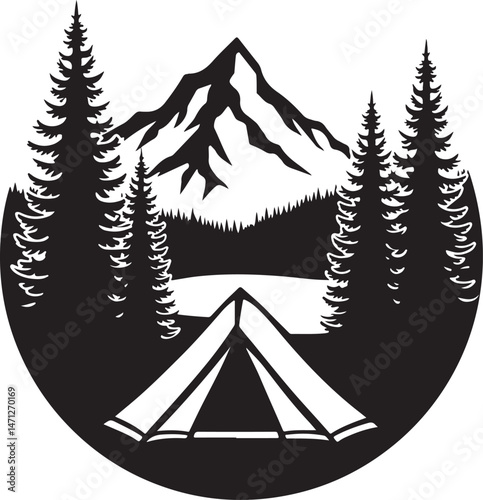 Tent Under the Stars Silhouette

Campfire Night Scene Vector

Family Camping Trip Silhouette Art

Forest Camping with Mountains Background

Adventure Camping Scene in Wilderness